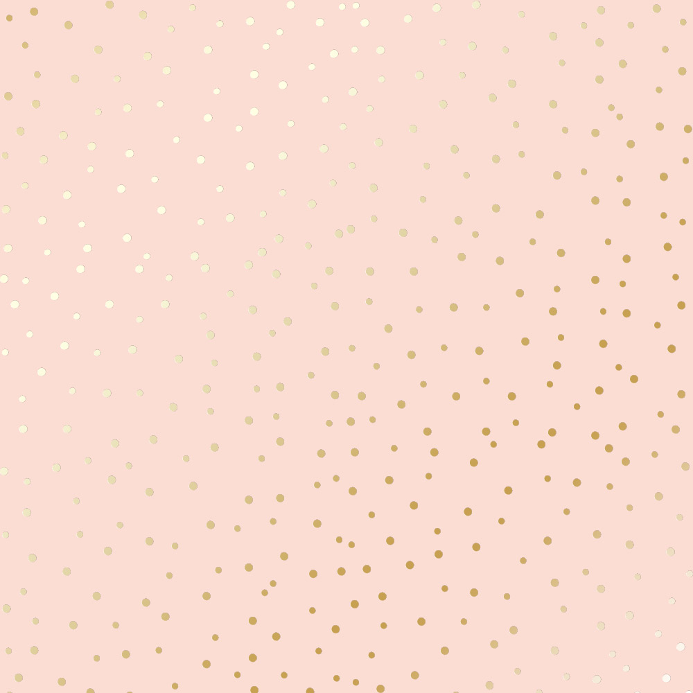 Sheet of single-sided paper with gold foil embossing, pattern Golden Drops Peach, 12"x12"