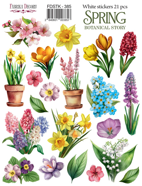 Aufkleberset 21 Stk. Spring Botanical story #385 - Fabrika Decoru