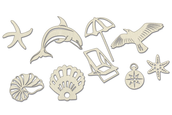 Chipboard embellishments set, Memories of the sea #678