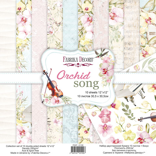 Doppelseitig Scrapbooking Papiere Satz Orchideenlied, 30.5 cm x 30.5cm, 10 Blätter - Fabrika Decoru