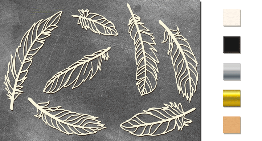 Chipboard embellishments set, Feathers 1 #492