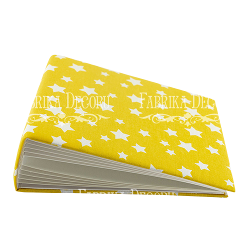 Blank album with a soft fabric cover Stars on yellow 20сm х 20сm