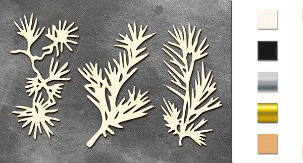 Chipboard embellishments set,  "Conifer twigs" #057