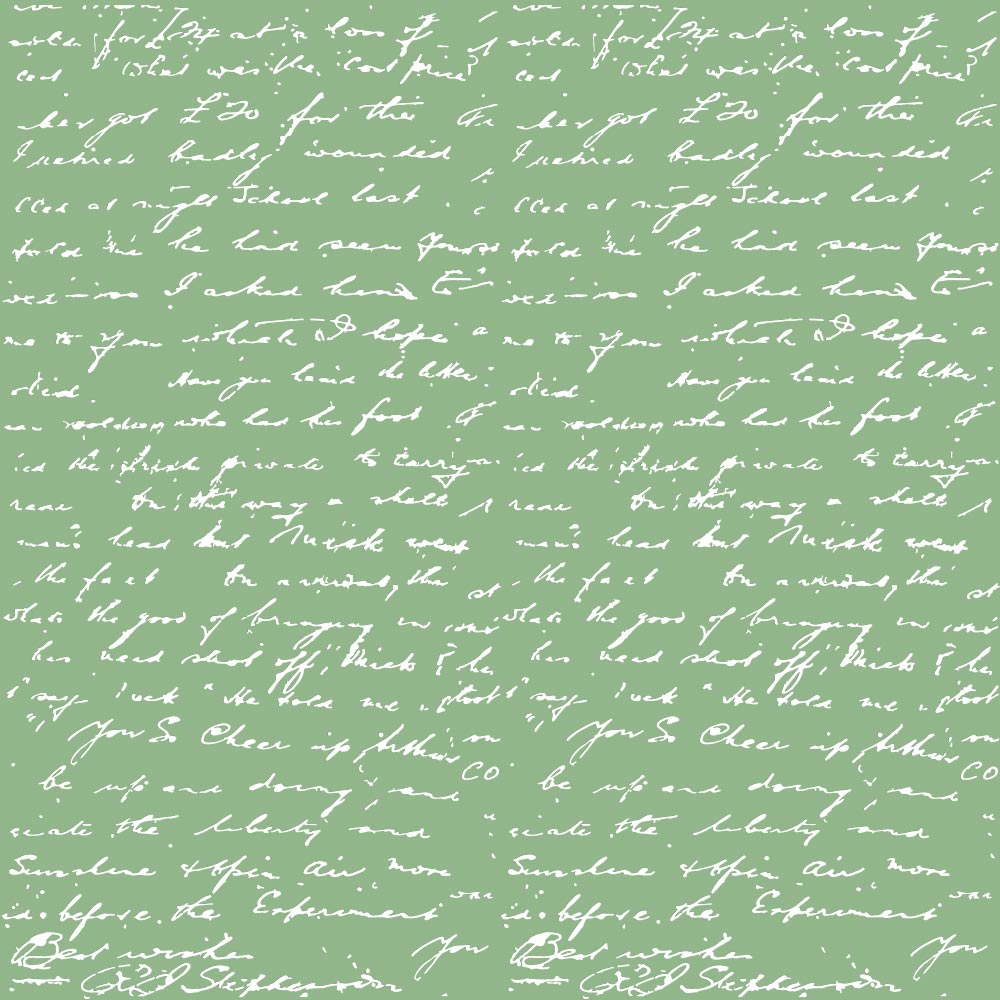 Sheet of single-sided paper embossed with silver foil, pattern Silver Text Avocado 12"x12" 