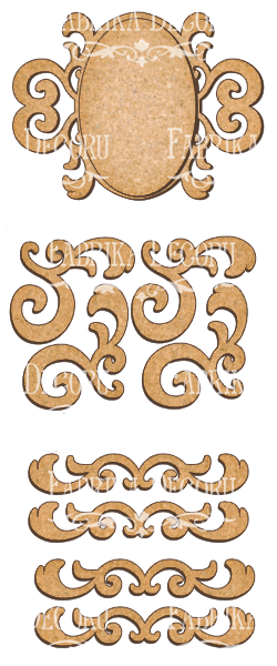 Set of MDF ornaments for decoration #107