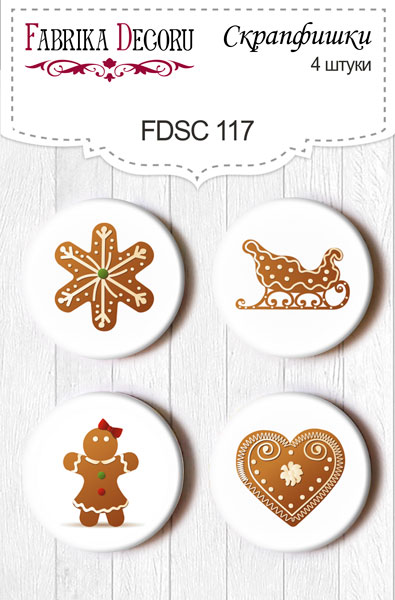 Set mit 4 Flair-Buttons für Scrapbooking #117 - Fabrika Decoru