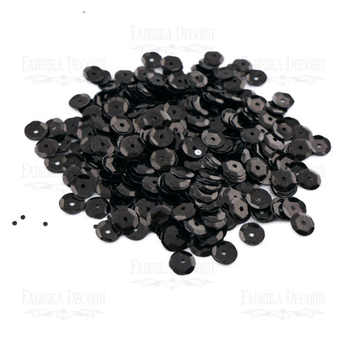 Пайетки Розетки, черные с радужным перламутром, #231 - Фото 0