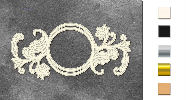 Chipboard embellishments set, Round frame with ornament FDCH-561