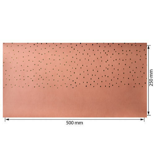 Piece of PU leather for bookbinding with gold pattern Golden Drops Peach, 50cm x 25cm - foto 0