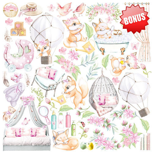 Double-sided scrapbooking paper set Funny fox girl 12"x12", 10 sheets - foto 11