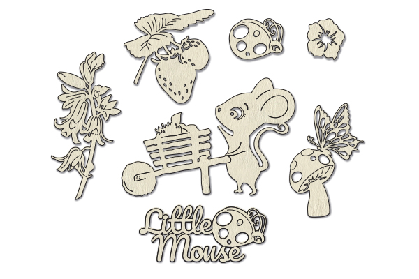 Chipboard embellishments set, Happy mouse day #784