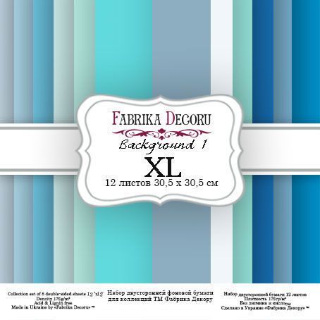 Doppelseitig Scrapbooking Papiere Satz Hintergründe 1 XL, 30.5 cm x 30.5 cm, 12 Blätter - Fabrika Decoru