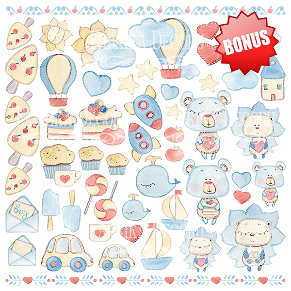 Doppelseitiges Scrapbooking-Papierset Sweet Baby Boy, 20 cm x 20 cm, 10 Blätter - foto 1  - Fabrika Decoru