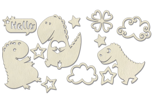 Chipboard embellishments set, "Dyno & co 1" #008