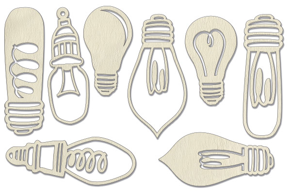 Chipboard embellishments set,  "Bulbs" #015