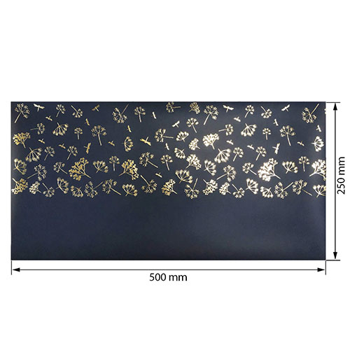 Piece of PU leather for bookbinding with gold pattern Golden Dill Dark blue, 50cm x 25cm - foto 0