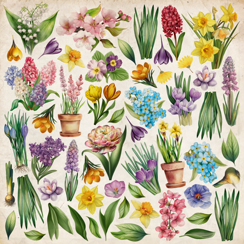 Double-sided scrapbooking paper set Spring botanical story 12” x 12" (30.5cm x 30.5cm), 10 sheets - foto 11