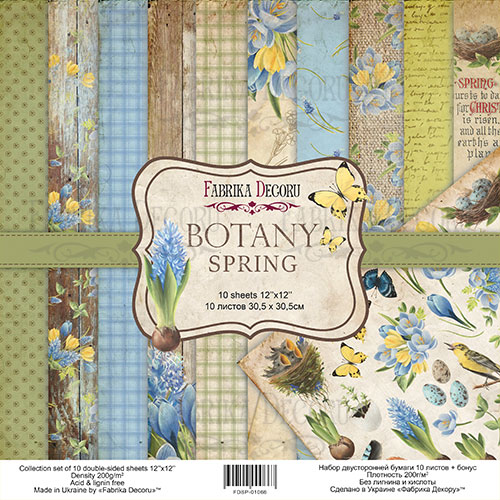 набор двусторонней бумаги для скрапбукинга botany spring 30,5x30,5 см, 10 листов