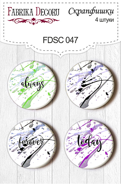 Set mit 4 Flair-Buttons für Scrapbooking #047 - Fabrika Decoru