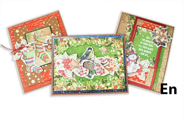 DIY-Kit zum Basteln von 3 Grußkarten "Awaiting Christmas", 12cm x 15cm, #2 - Fabrika Decoru