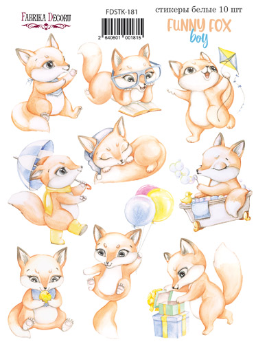 Set of stickers 10 pcs Funny fox boy #181