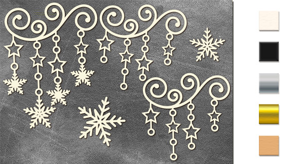 Spanplatten-Set Monogramm mit Sternen und Schneeflocken #635 - Fabrika Decoru