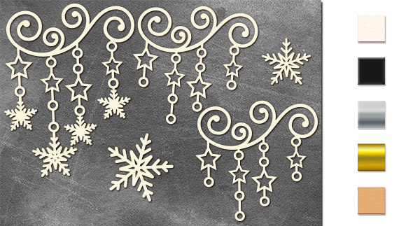 Chipboard embellishments set, Monogram with stars and snowflakes   #635