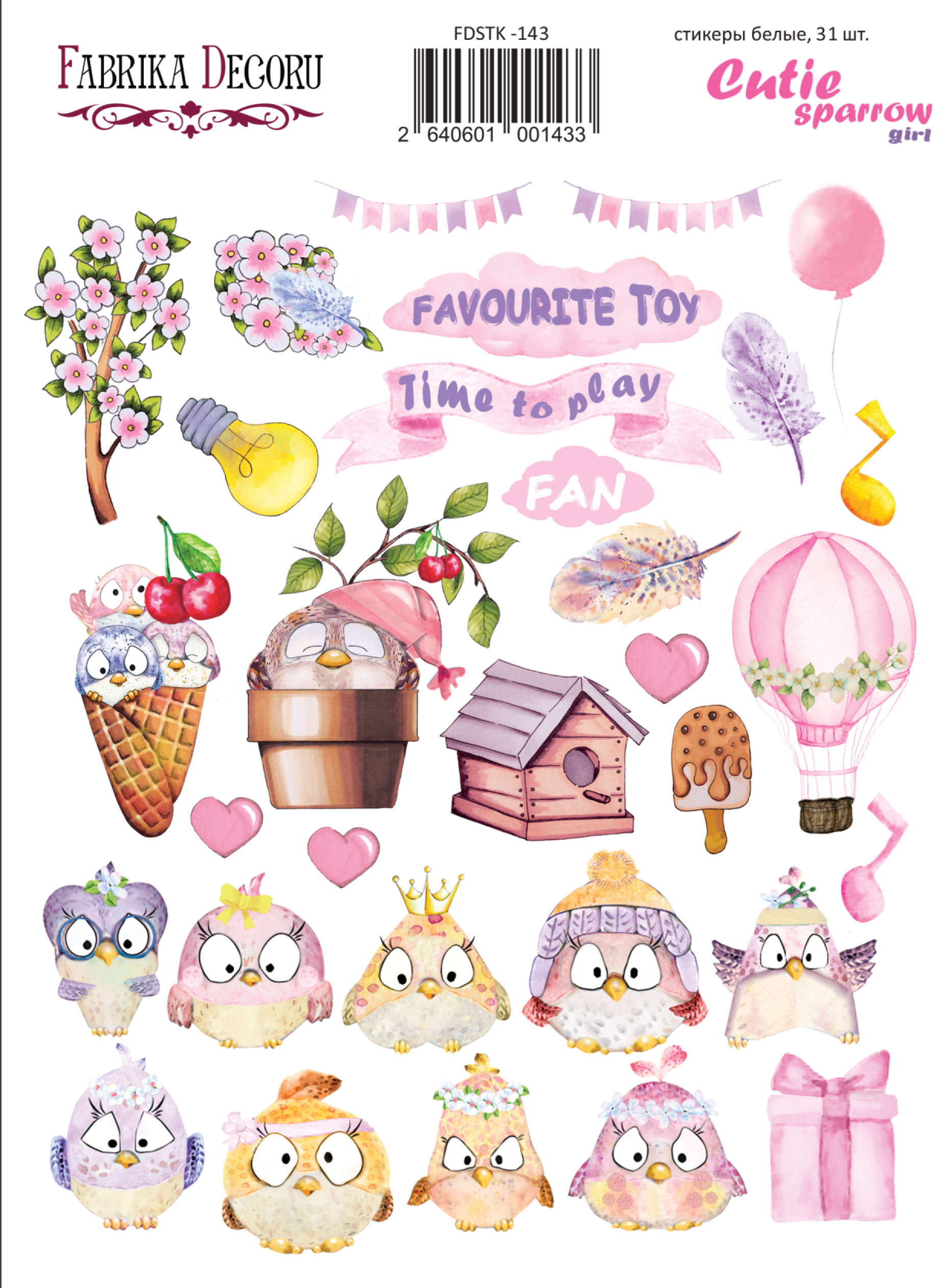 Set of stickers 31 pcs Cutie sparrow girl #143