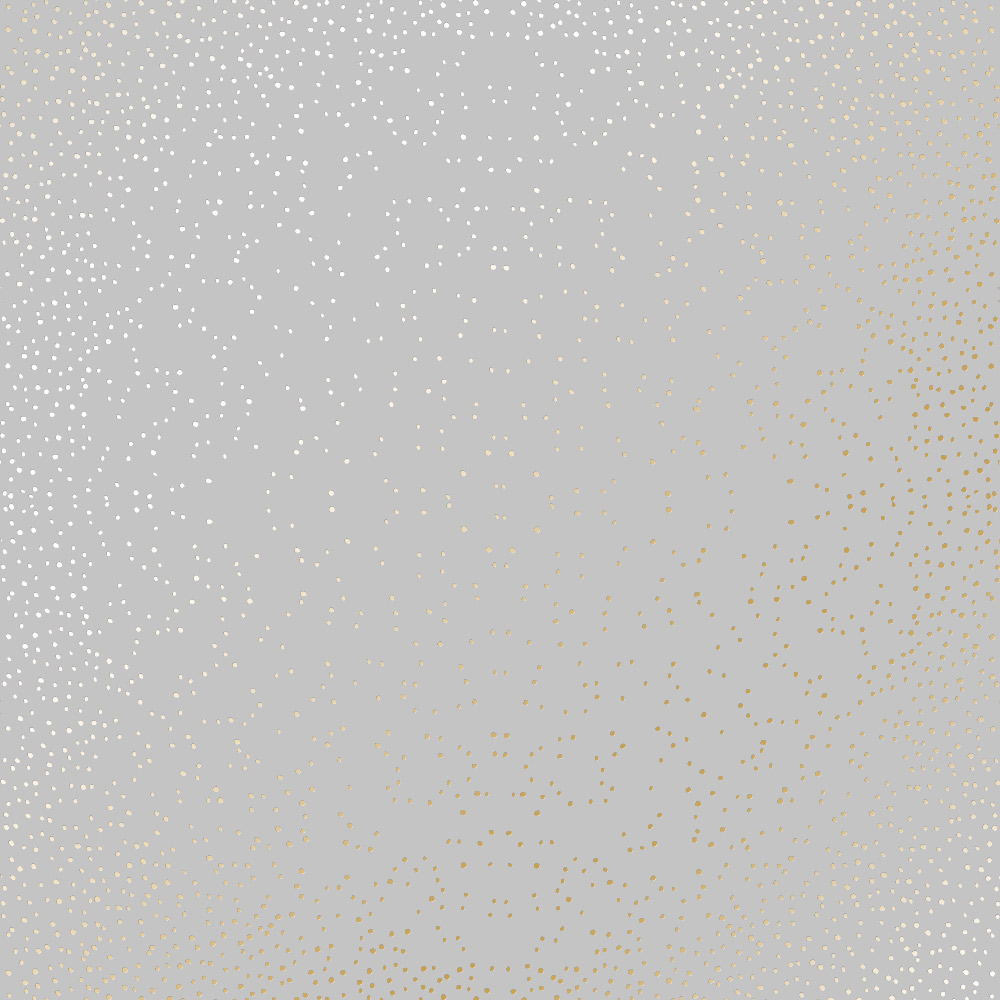 Sheet of single-sided paper with gold foil embossing, pattern Golden Mini Drops Gray, 12"x12"