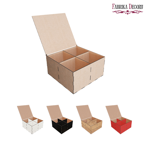 Pudełko prezentowe 4-sekcyjne z pokrywą na zawiasach, Zestaw DIY #286 - Fabrika Decoru