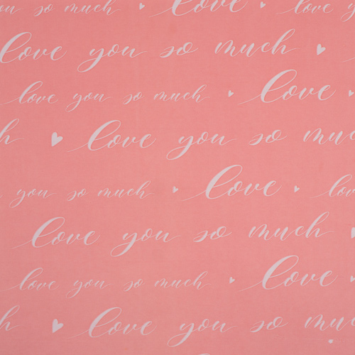 лист крафт бумаги с рисунком надпись love you на коралловом 30х30 см