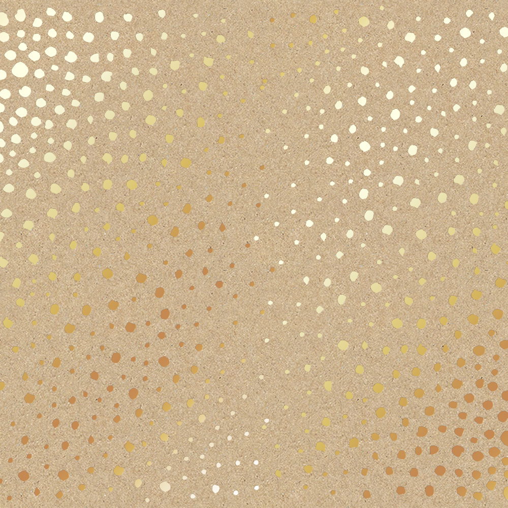 Sheet of single-sided paper with gold foil embossing, pattern Golden Maxi Drops Kraft #1, 12"x12"