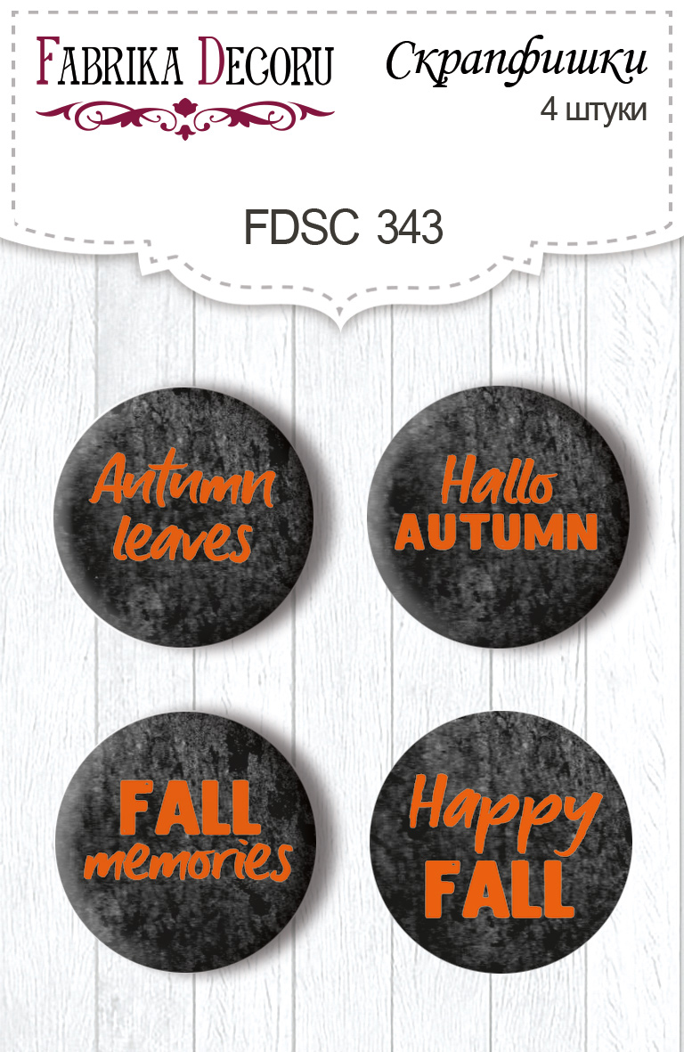 4er Set Flair Buttons zum Scrapbooking „Botany Autumn Redesign“ EN #343 - Fabrika Decoru