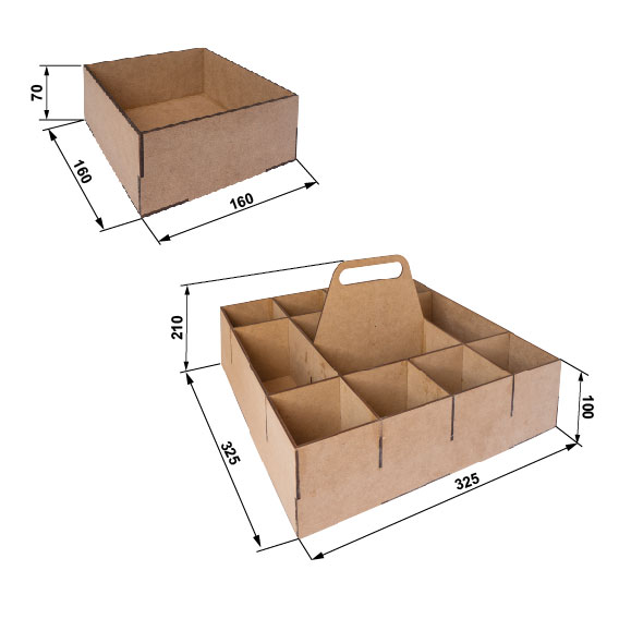 Insert with handle and 4 trays for Smart Box organizer, 3mm HDF, 325x325x210 mm, #11 - foto 4
