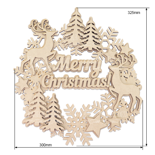 Weihnachtskranz aus MDF "Merry Christmas", 340x300mm, Rohling für Dekoration #215 - foto 0  - Fabrika Decoru