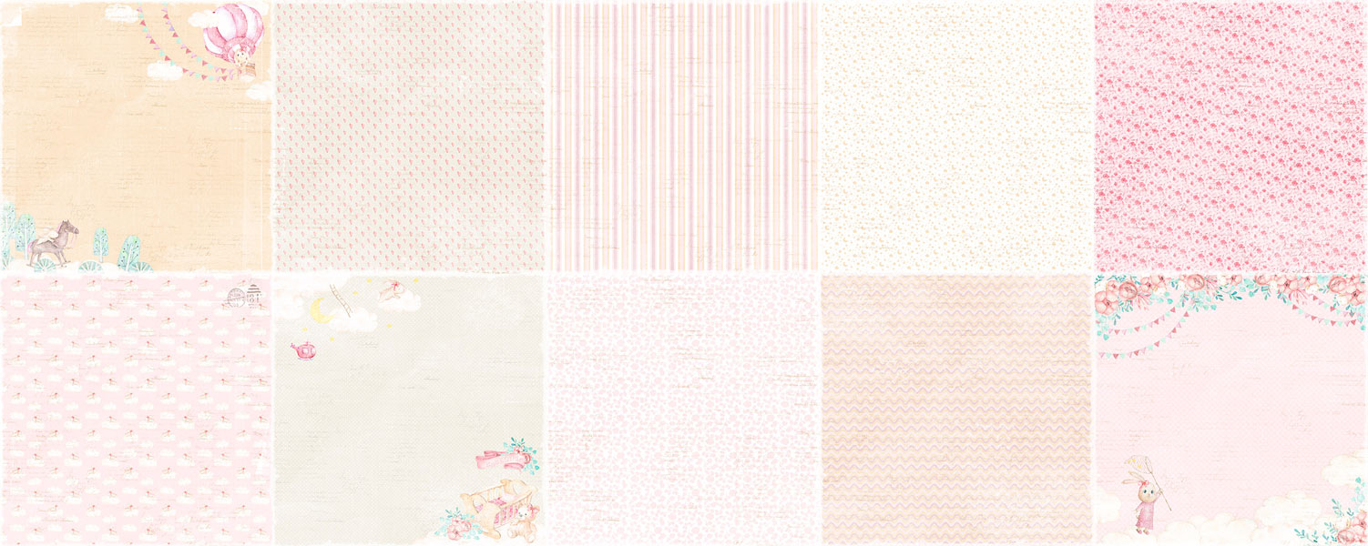 Doppelseitig Scrapbooking Papiere Satz Dreamy Baby Girl, 30.5 cm x 30.5cm, 10 Blätter - foto 0  - Fabrika Decoru