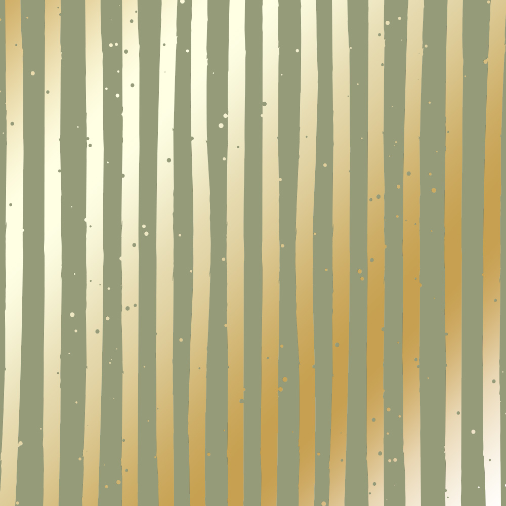 Sheet of single-sided paper with gold foil embossing, pattern Golden Stripes Olive, 12"x12"