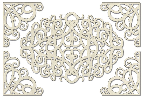 Chipboard embellishments set, "Oval napkin with corners" #124