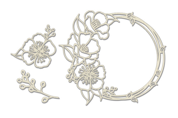 Chipboard embellishments set, "Round flower frame" #334
