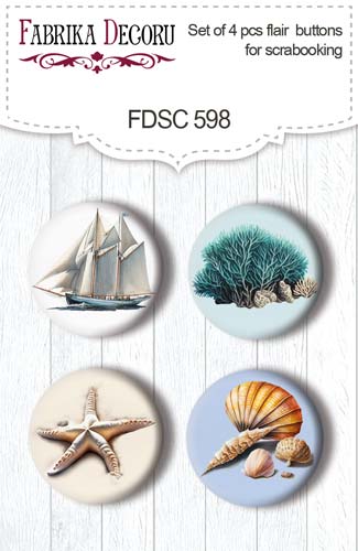 Zestaw 4 ozdobnych buttonów Sea of dreams #598 - Fabrika Decoru