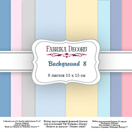 Doppelseitiges Scrapbooking-Papierset „Backgrounds 8“ , 15 cm x 15 cm , 8 Blätter - Fabrika Decoru