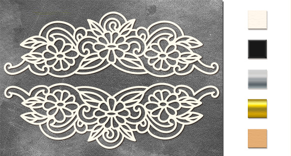 Chipboard embellishments set,  Flower borders #549