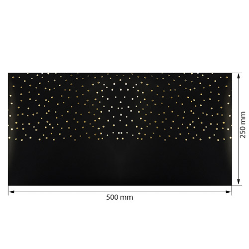 Piece of PU leather for bookbinding with gold pattern Golden Drops Black, 50cm x 25cm - foto 0