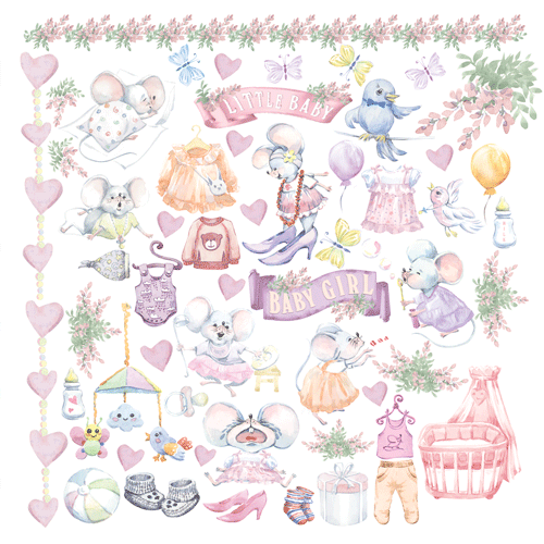 лист с картинками для вырезания my little mousy girl 30,5х30,5 см