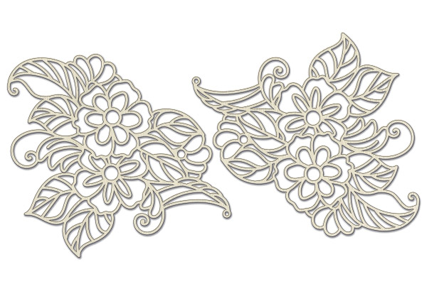 Chipboard embellishments set, Flower ornament #545