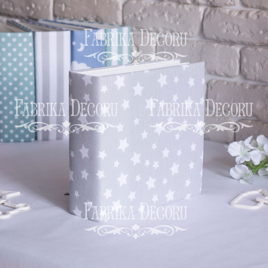 Blank album with a soft fabric cover Gray stars 20сm х 20сm