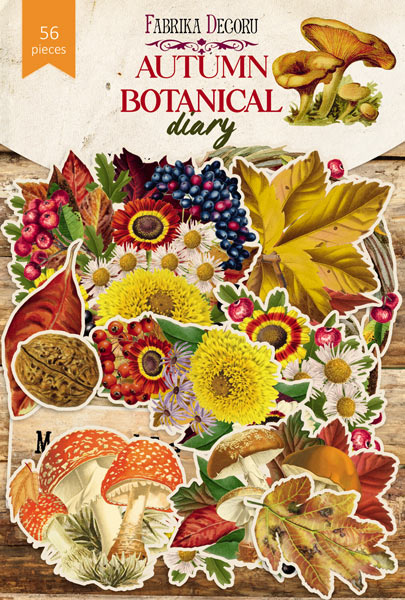 Zestaw wycinanek, kolekcja Autumn botanical diary 63 szt - Fabrika Decoru