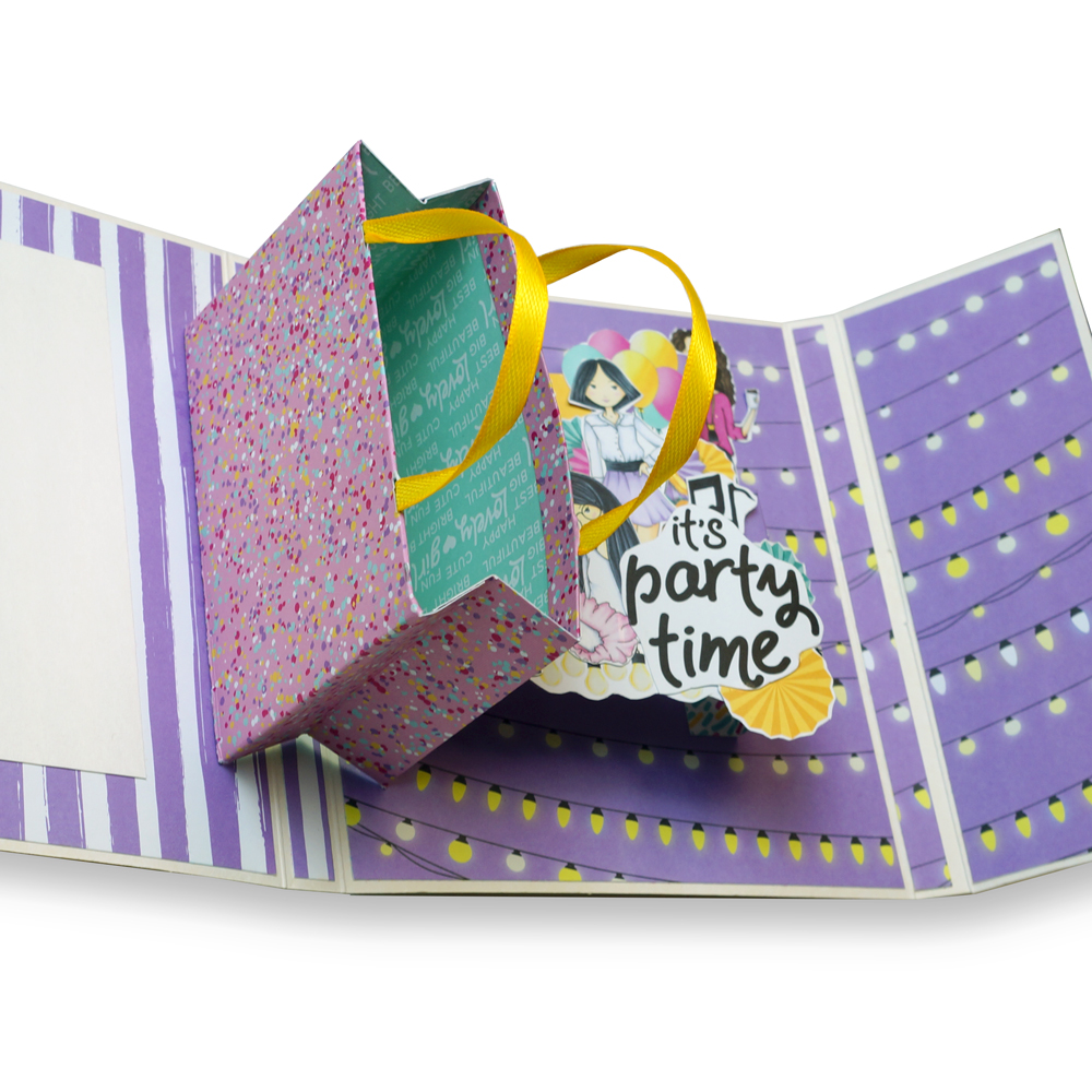 DIY-Kit für die Gestaltung einer "Party Girl" Pop-up-Karte 14 cm x 16 cm - foto 1  - Fabrika Decoru
