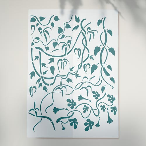 Stencil reusable, 15x20cm  Vines with leaves, #411 - foto 0