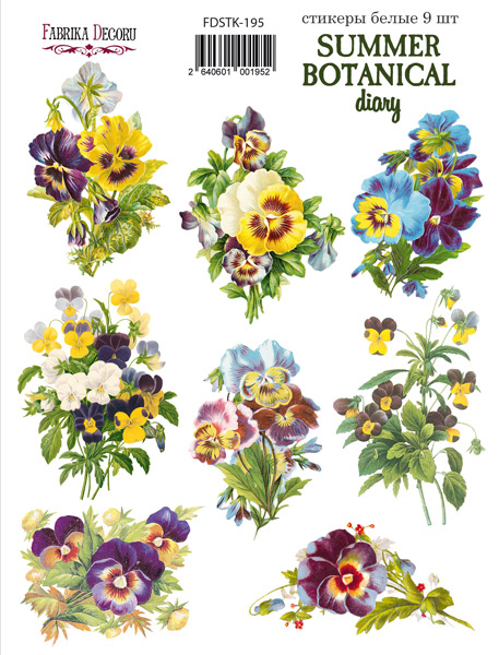 Aufkleberset 9 Stk. Botanisches Sommertagebuch #195 - Fabrika Decoru